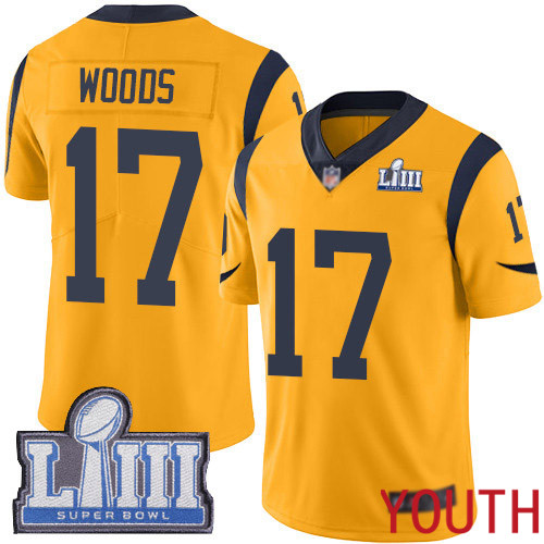 Los Angeles Rams Limited Gold Youth Robert Woods Jersey NFL Football #17 Super Bowl LIII Bound Rush Vapor Untouchable